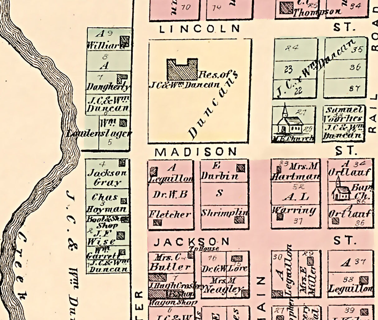 1875 Map of Oxford and Middletown Holmes County Ohio