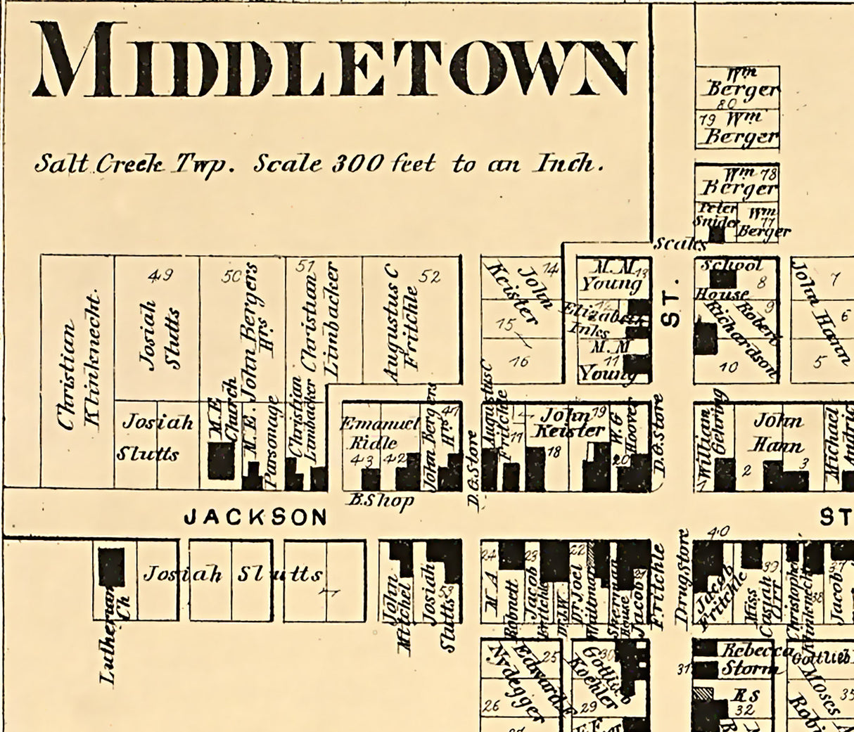 1875 Map of Oxford and Middletown Holmes County Ohio