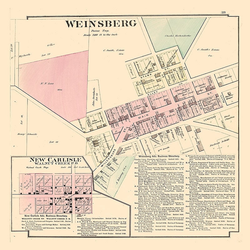 1875 Map of Weinsberg Holmes County Ohio