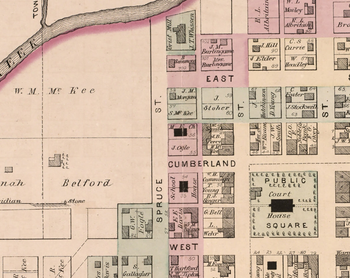 1876 Map of Caldwell Noble County Ohio