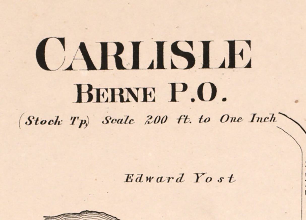 1876 Map of Carlisle and Harrietsville Noble County Ohio