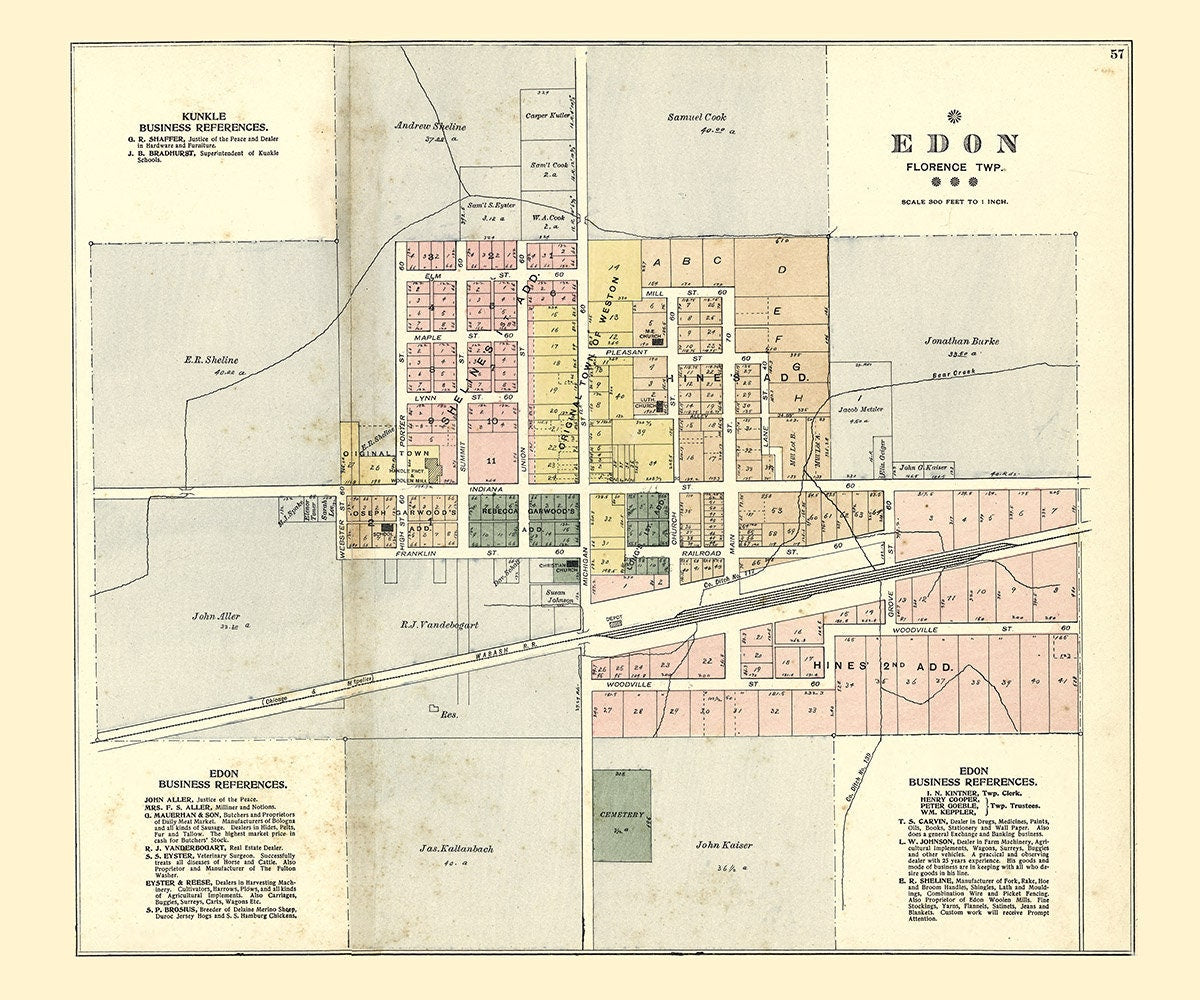 1894 Map of Edon Williams County Ohio