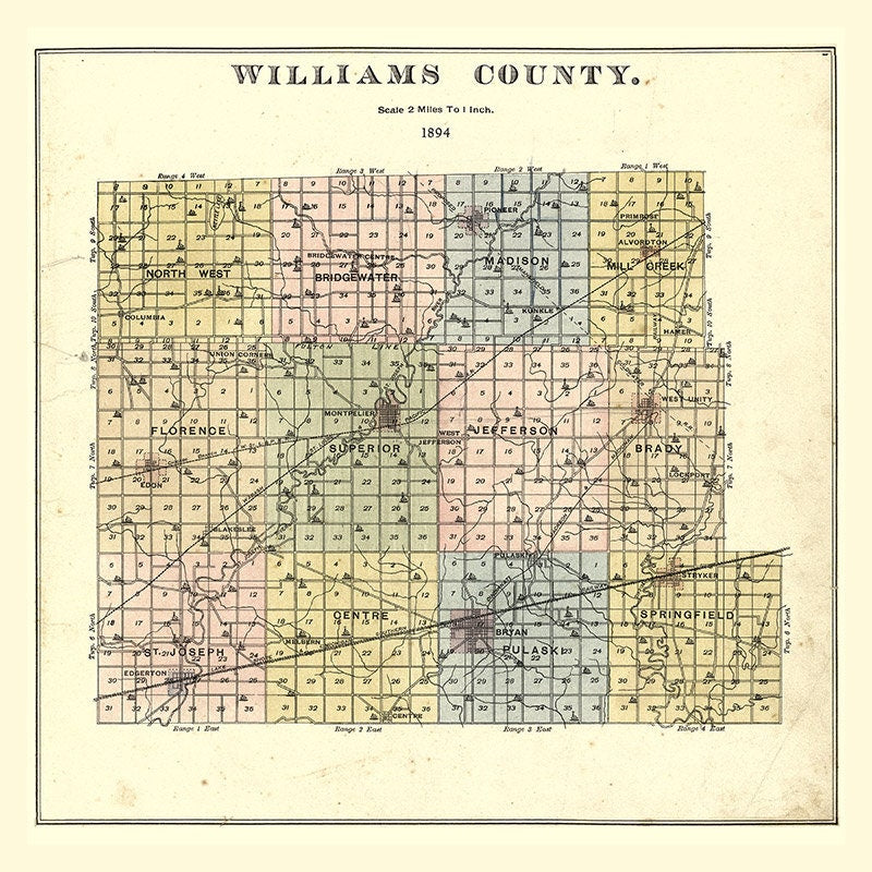 1894 Map of Williams County Ohio