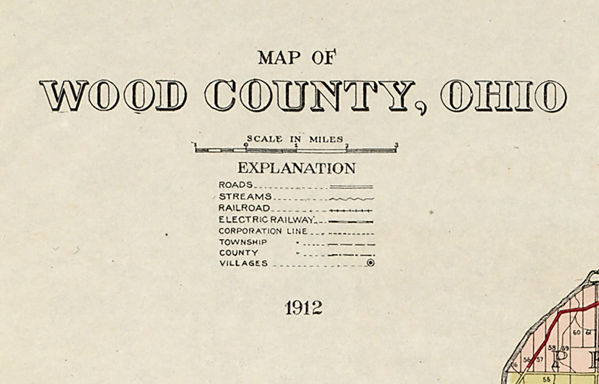 1912 Map of Wood County Ohio