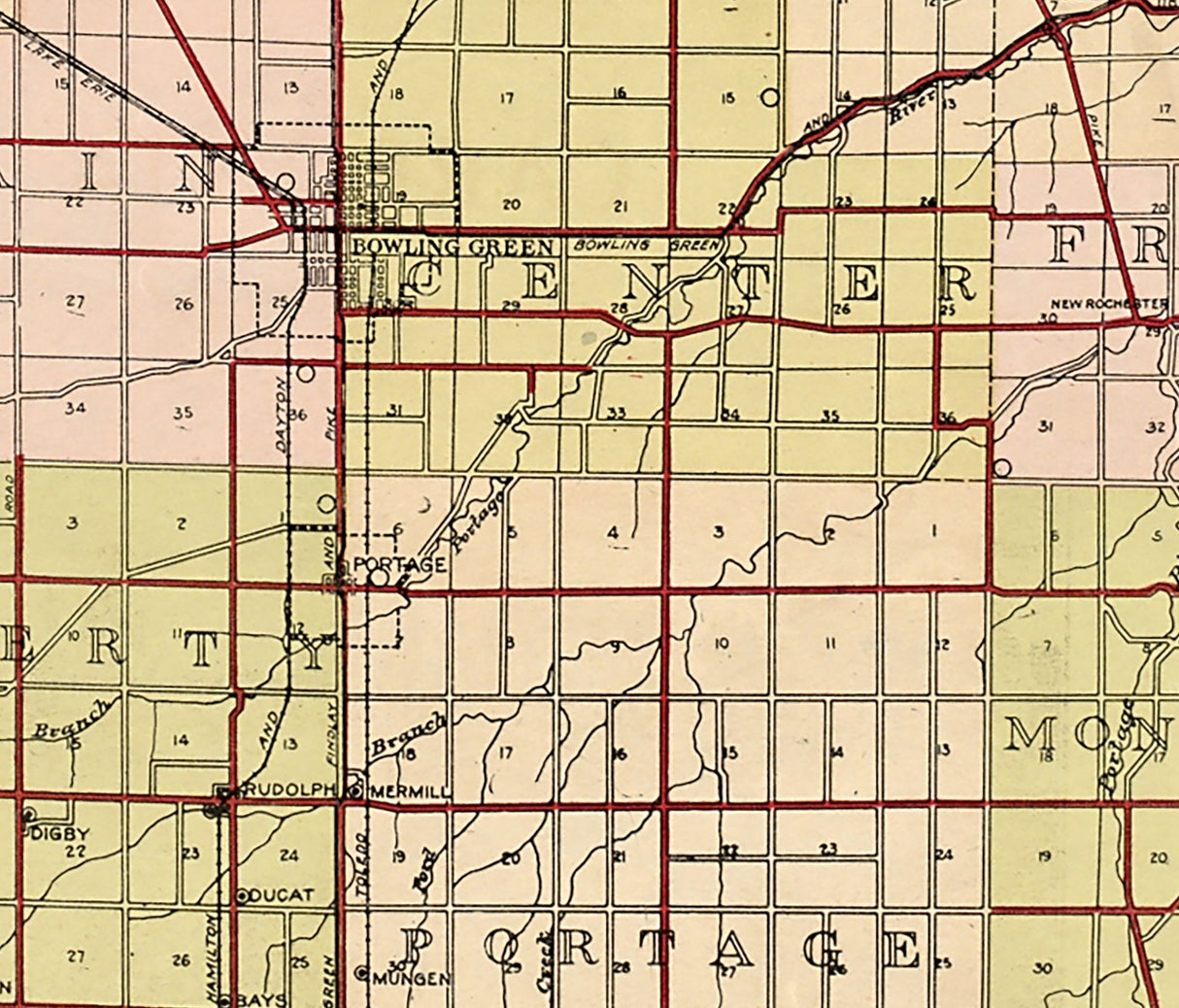 1912 Map of Wood County Ohio