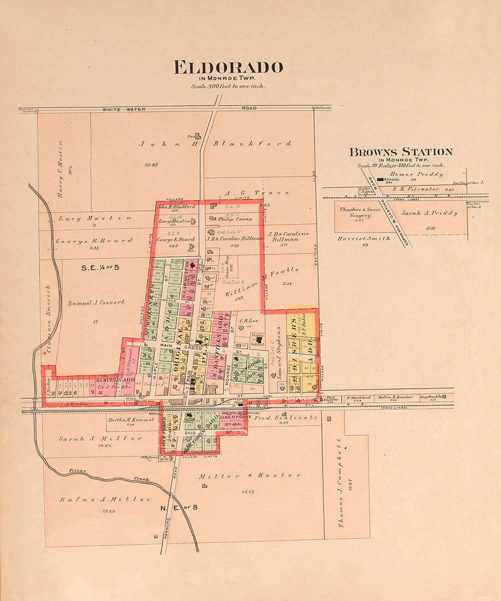 1912 Map of Eldorado Preble County Ohio