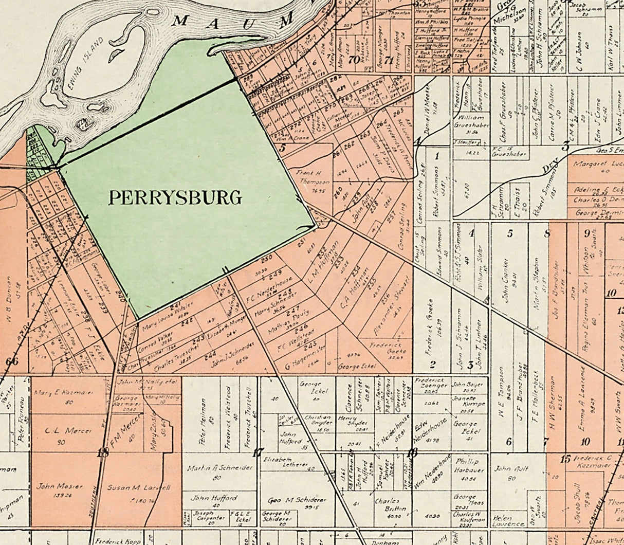 1912 Map of Perrysburg Wood County Ohio