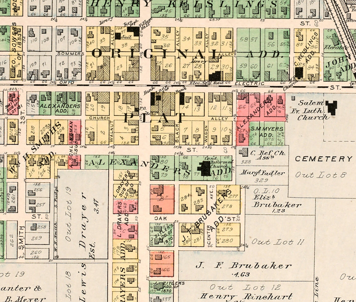 1912 Map of West Alexandria Preble County Ohio