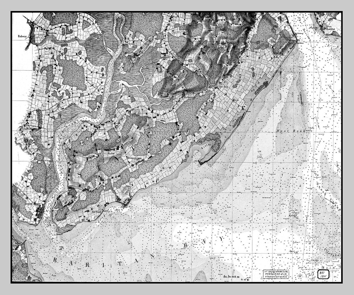 1844 Nautical Chart of New York Bay and Harbor