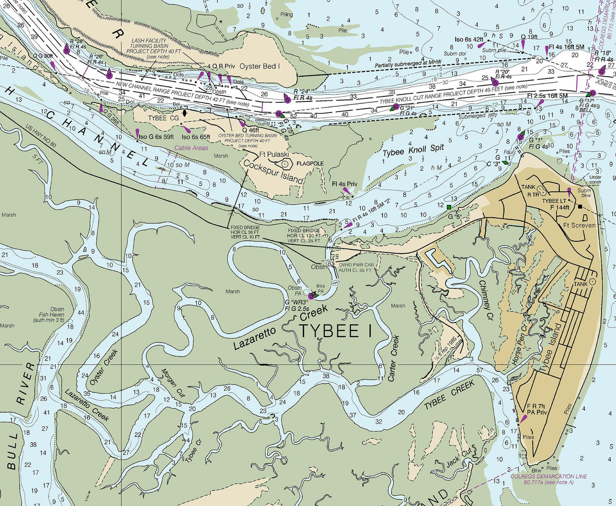 2020 Nautical Chart of Savannah River and Wassaw Sound