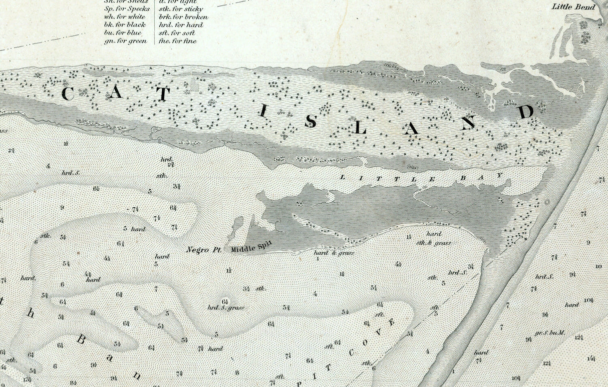 1850 Nautical Chart of Cat and Ship Island Mississippi