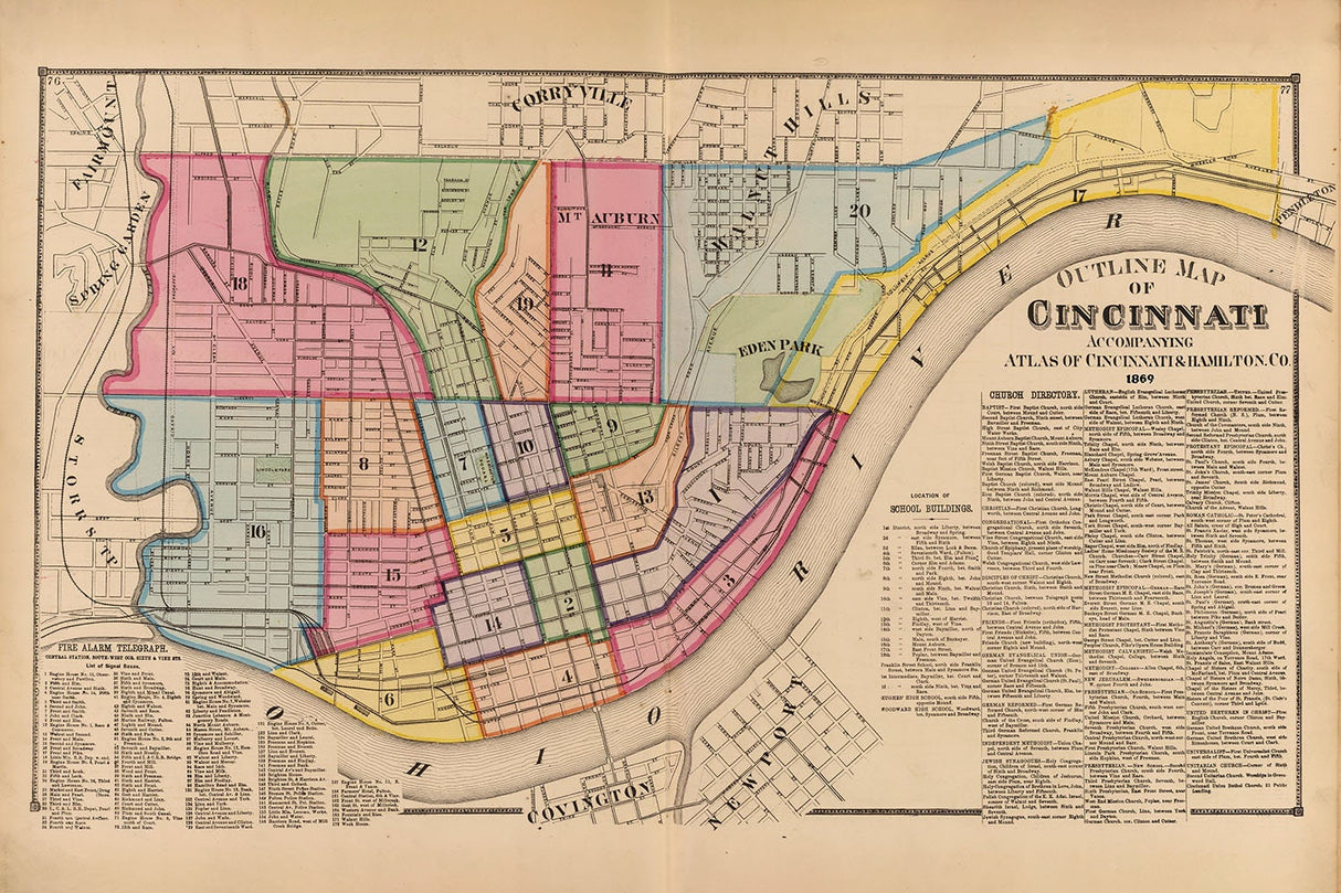1869 Map of Cincinnati Ohio