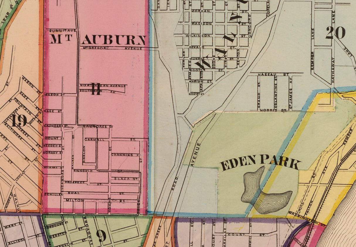 1869 Map of Cincinnati Ohio