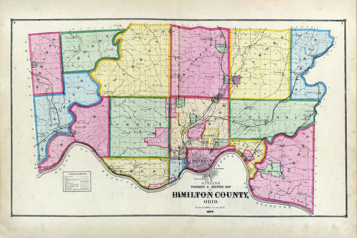 1869 Map of Hamilton County Ohio