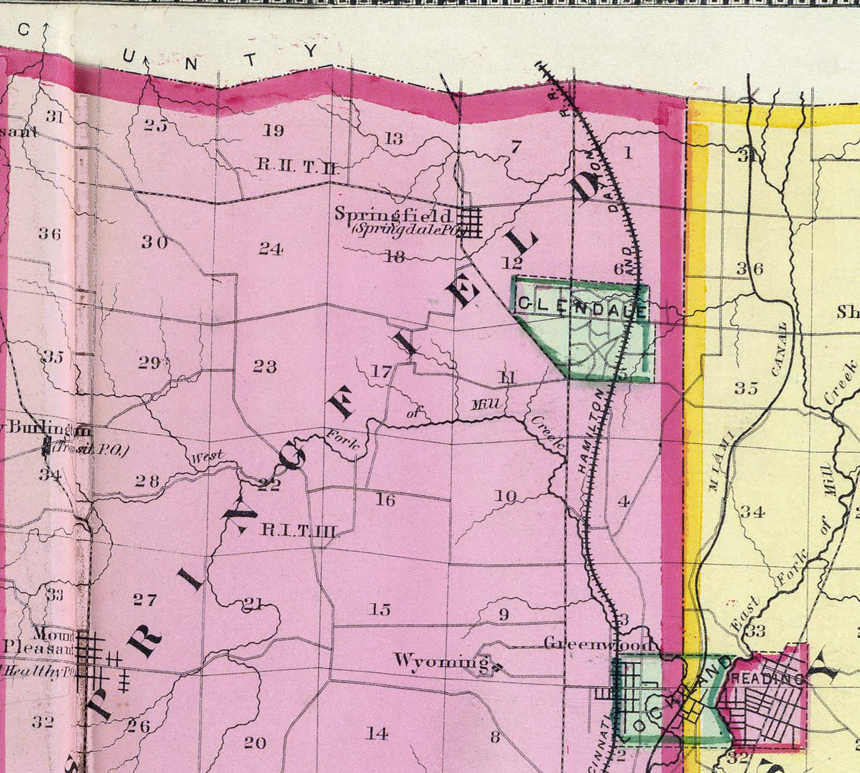 1869 Map of Hamilton County Ohio