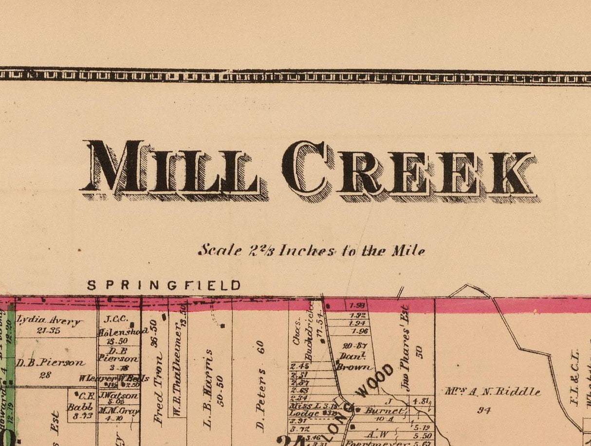 1869 Map of Mill Creek Hamilton County Ohio