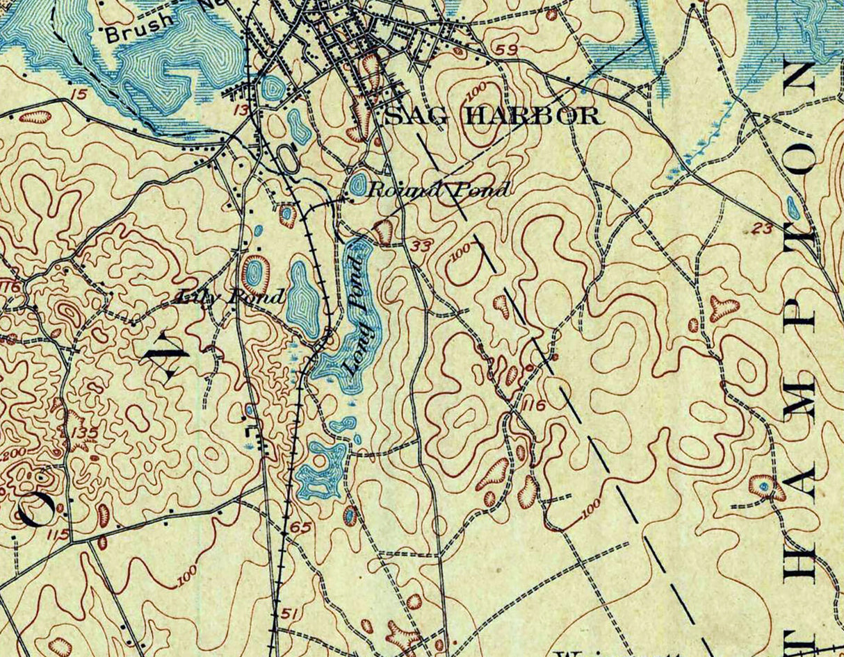 1904 Topo Map of South Hampton New York