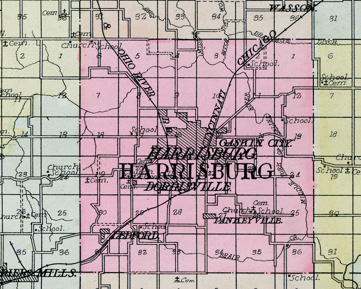 1908 Map of Saline County Illinois