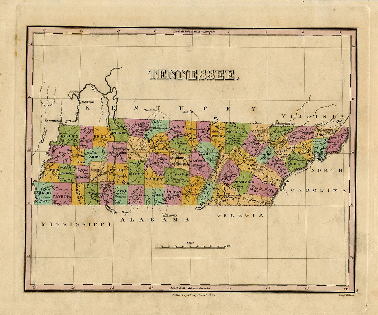 1825 Map of Tennessee