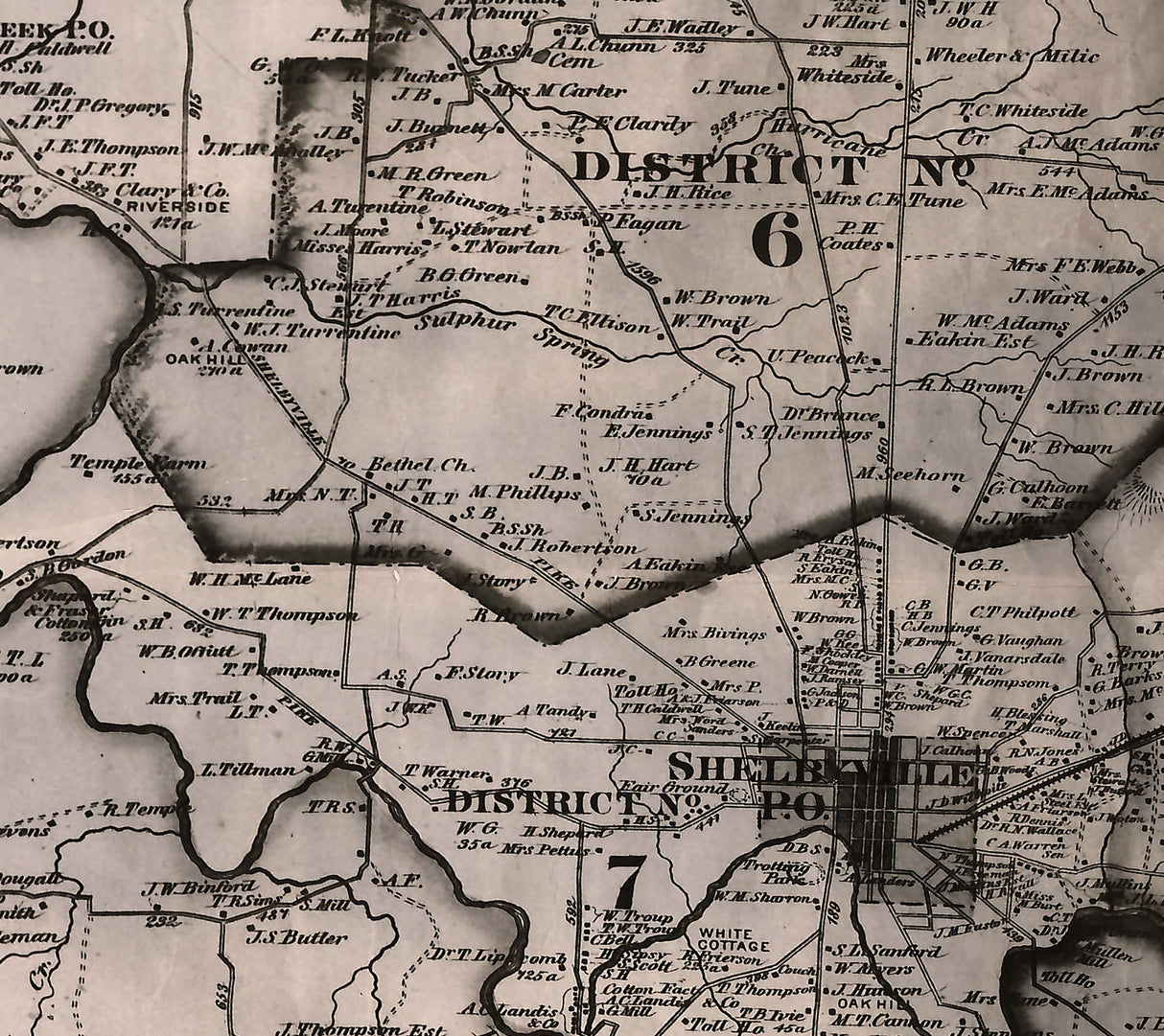 1878 Map of Bedford County Tennessee