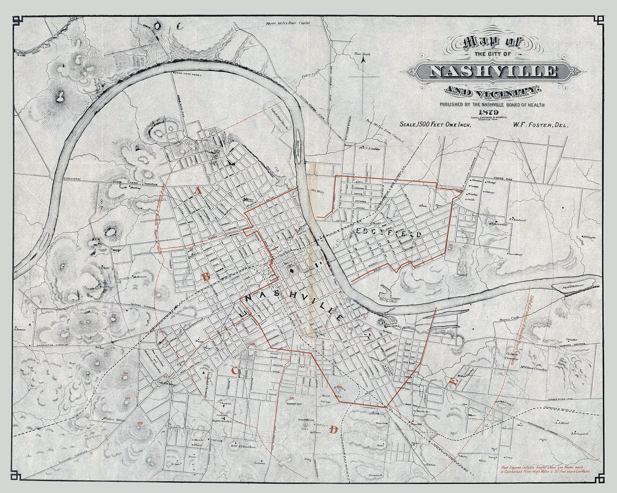 1879 Map of Nashville Tennessee and Vicinity