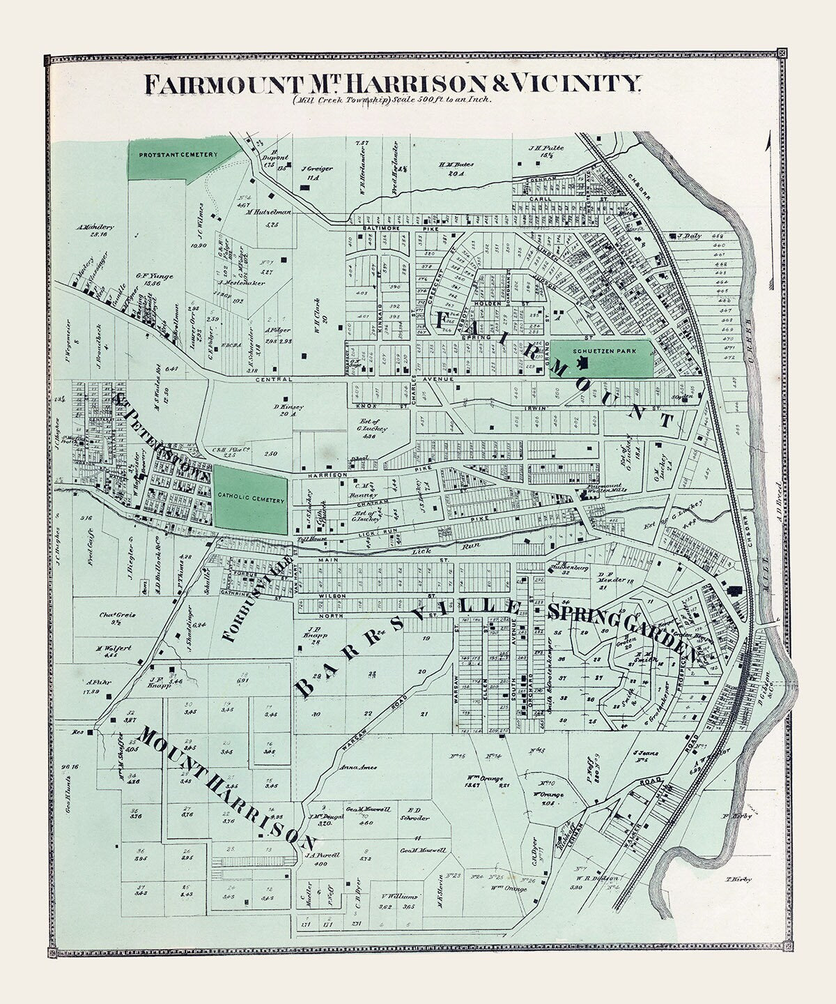 1869 Map of Fairmount Mt Harrison Hamilton County Ohio