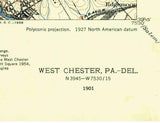 1901 Topo Map of West Chester Pennsylvania