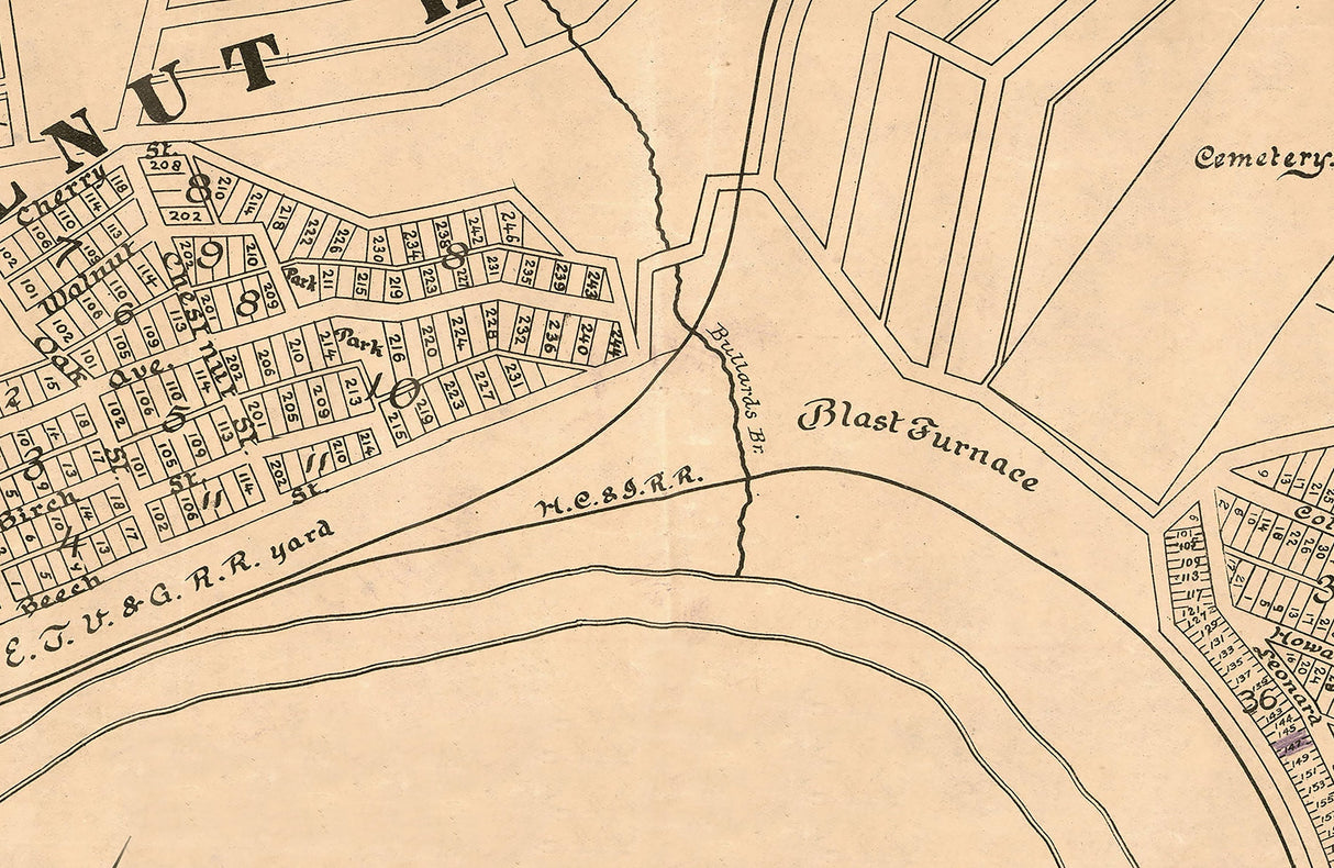 1892 Map of Harriman Roane County Tennessee