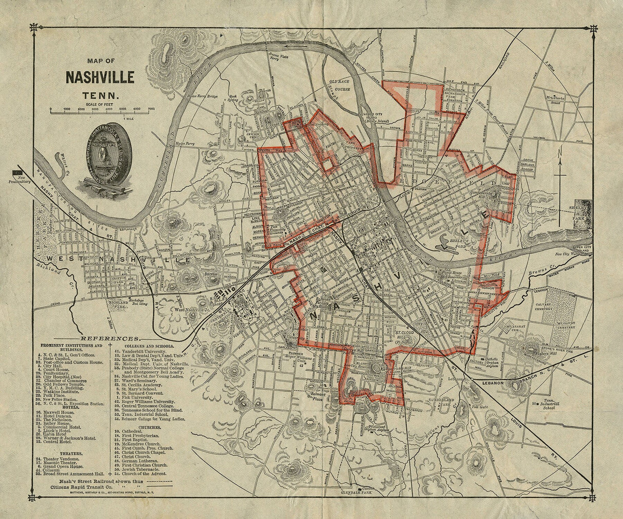 1897 Map of Nashville Tennessee