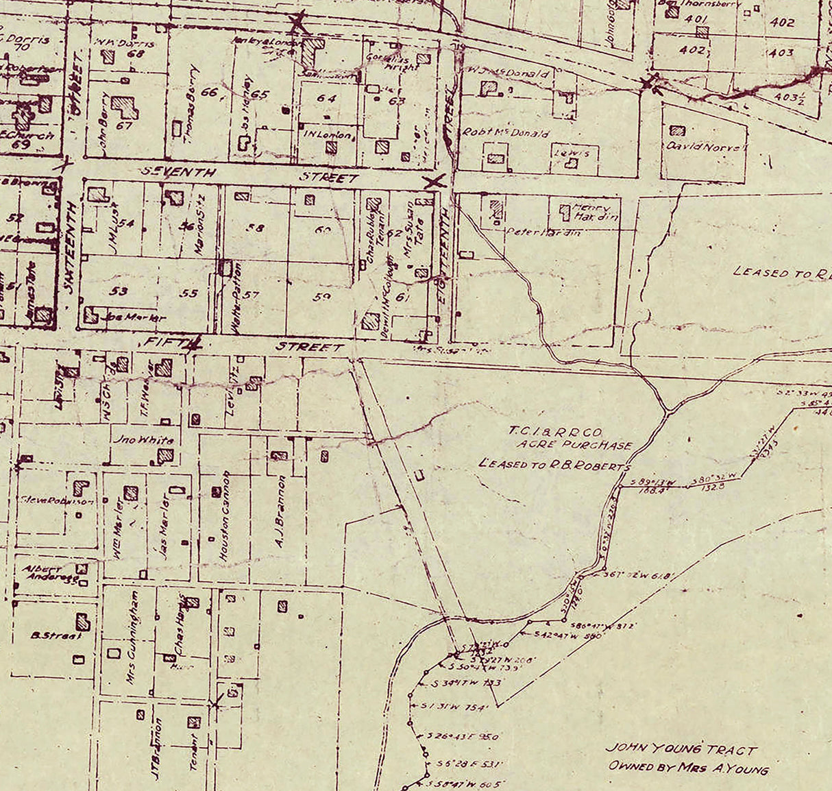 1900 Map of Tracy City Grundy County Tennessee