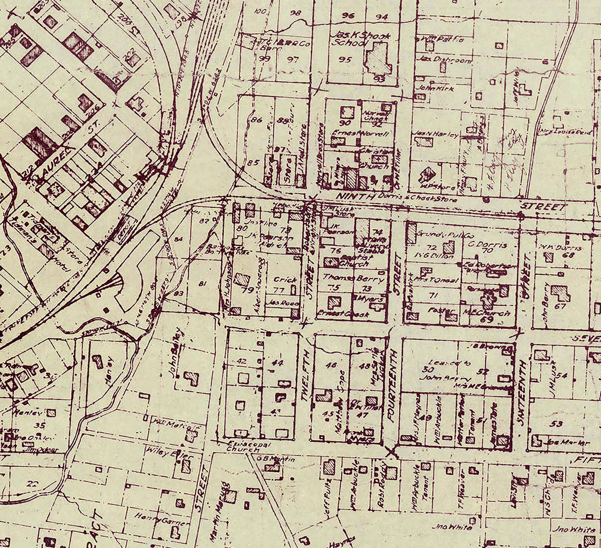 1900 Map of Tracy City Grundy County Tennessee