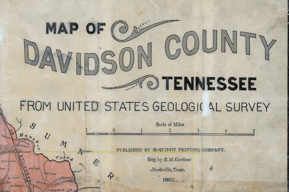 1907 Map of Davidson County Tennessee