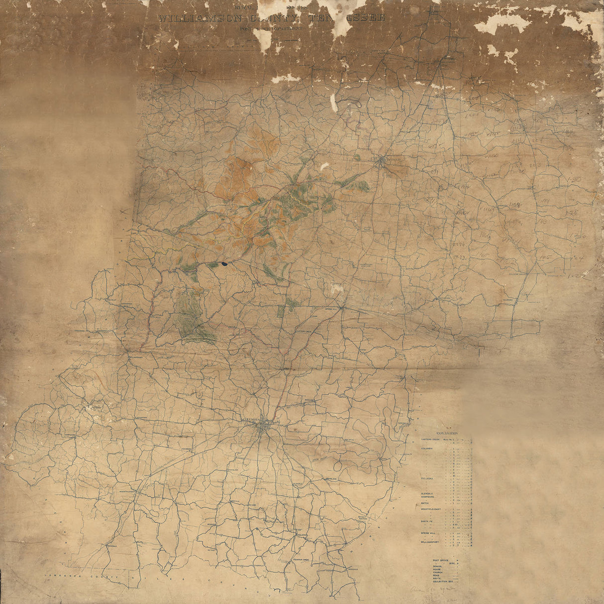 1910 Map of Williamson County Tennessee