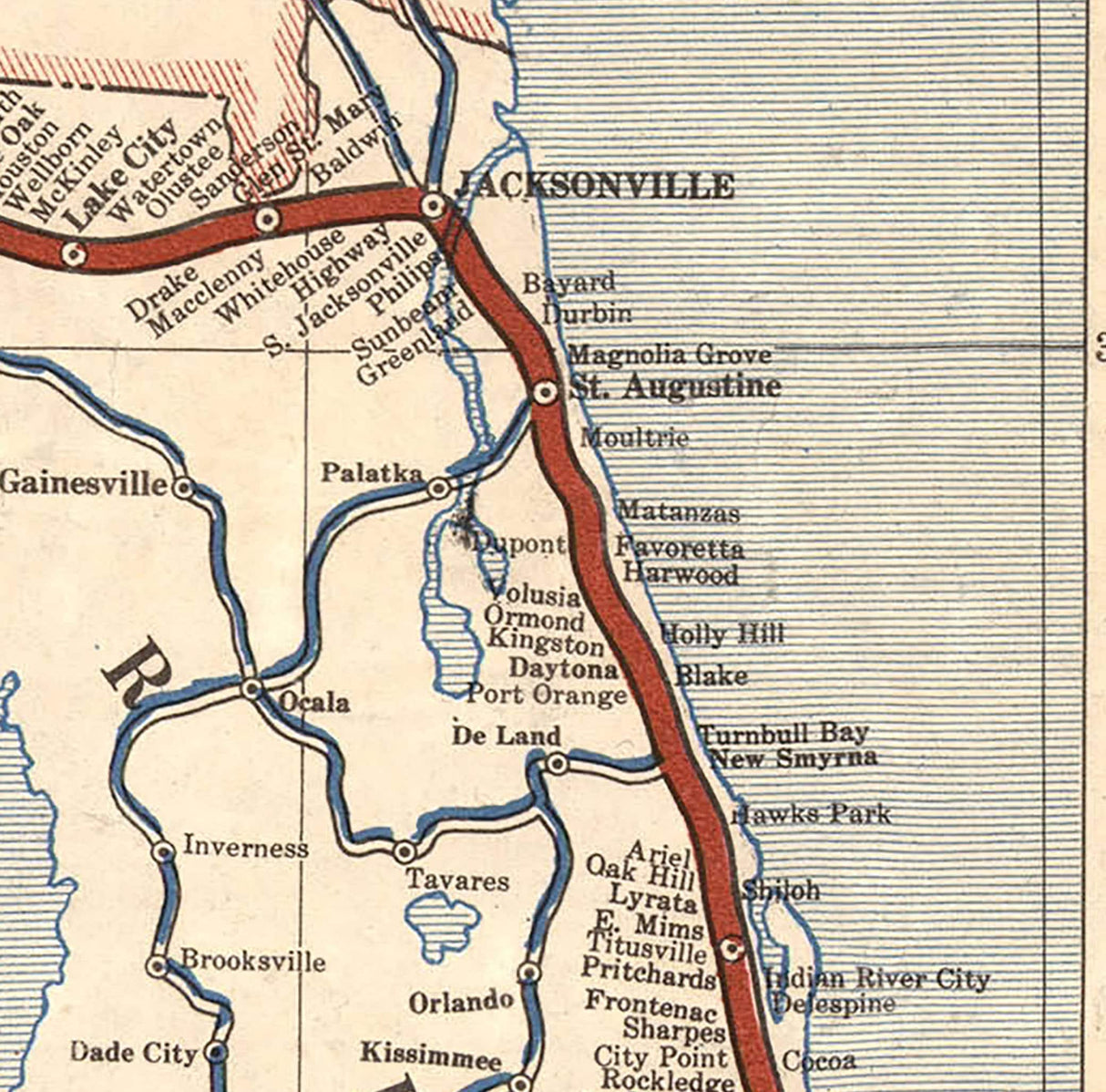 1915 Map of the Dixie Highway Illinois to Florida