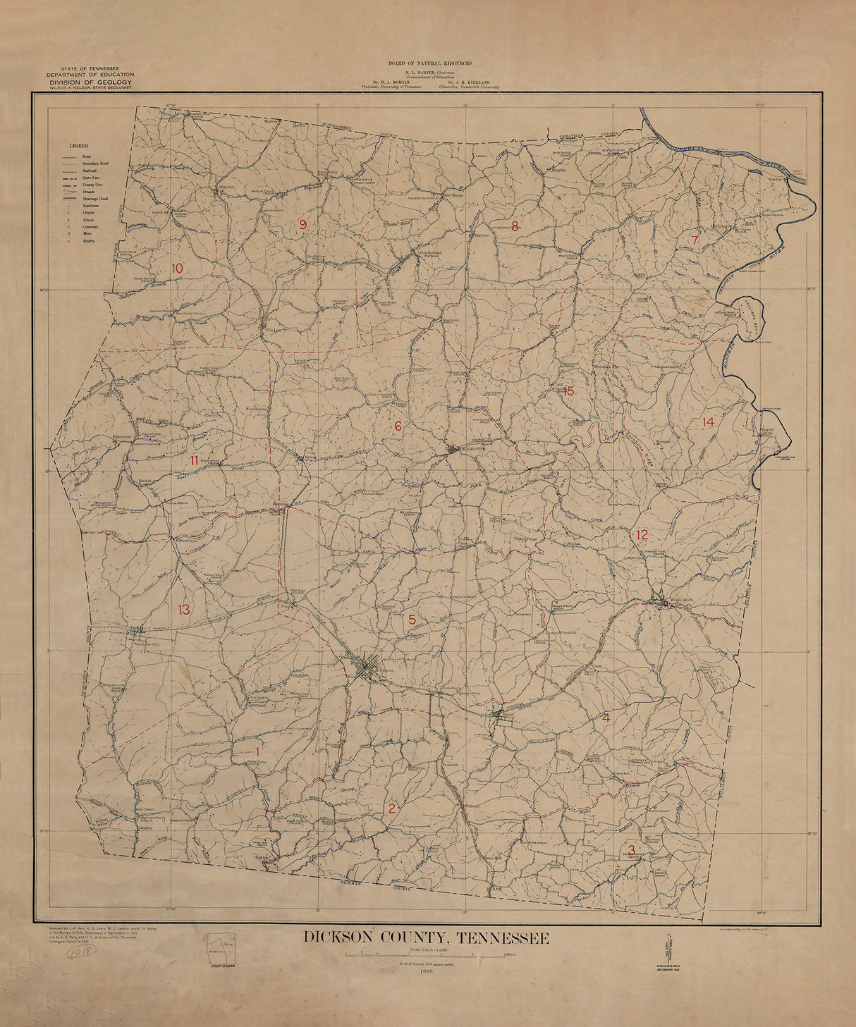 1923 Map of Dickson County Tennessee