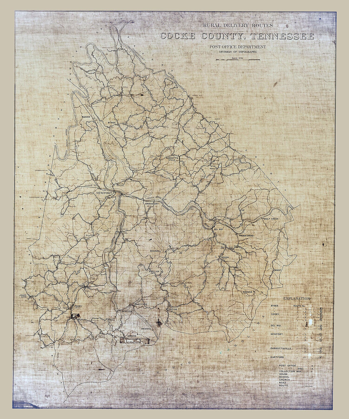 1930 Map of Cocke County Tennessee