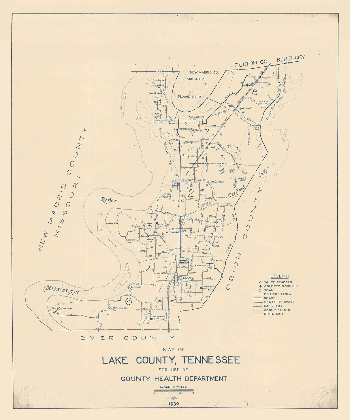 1930 Map of Lake County Tennessee