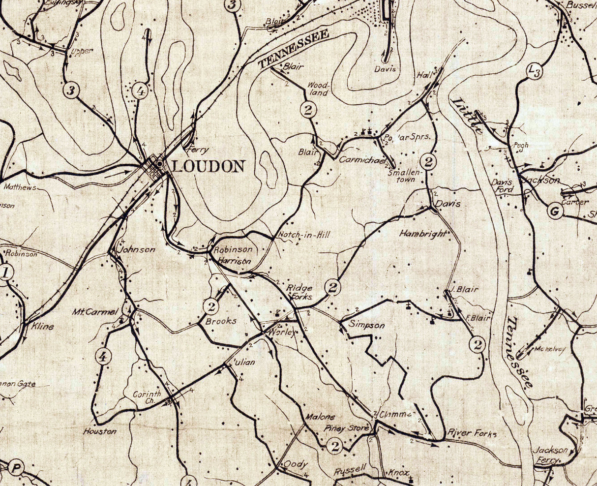 1930 Map of Loudon County Tennessee