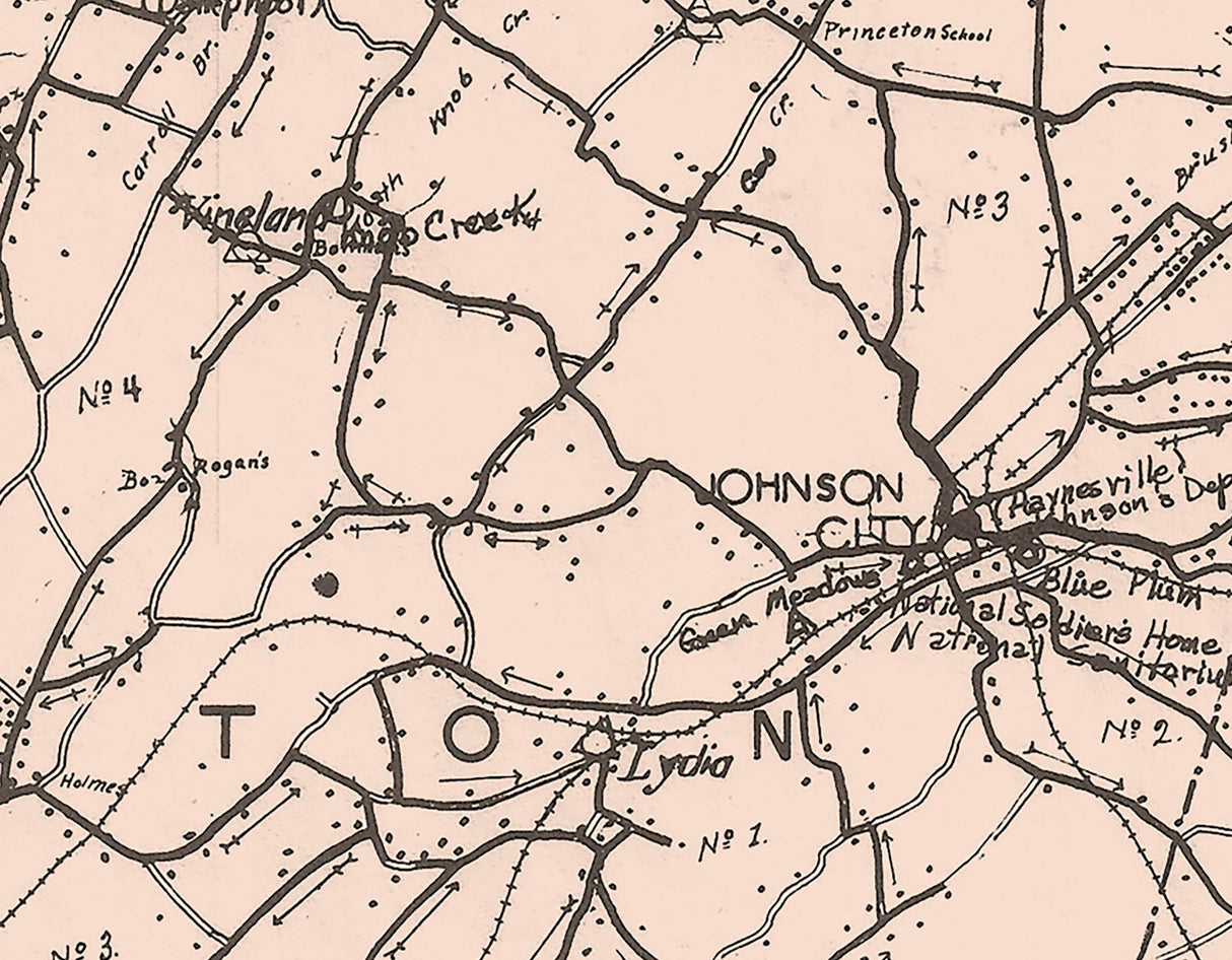 1900 Map of Washington County Tennessee