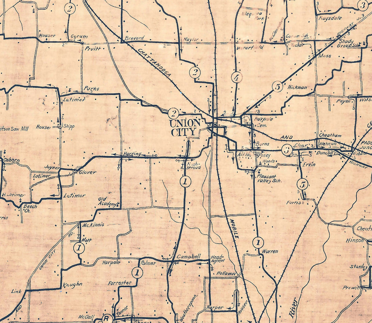 1931 Map of Obion County Tennessee