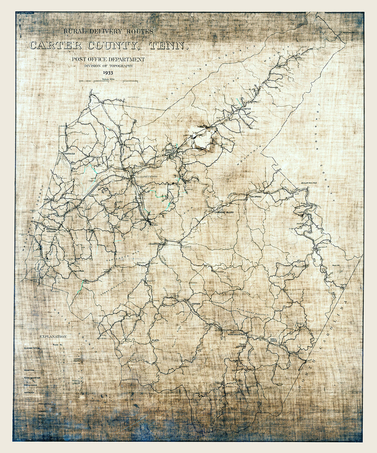 1933 Map of Carter County Tennessee