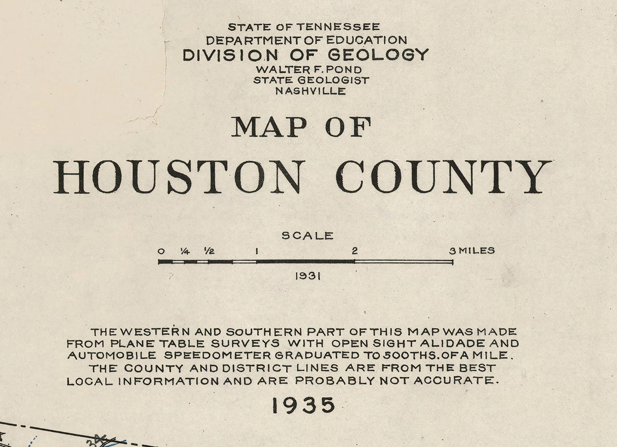 1935 Map of Houston County Tennessee