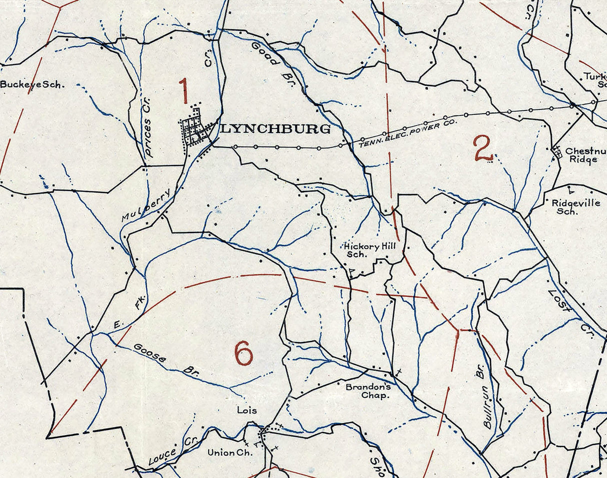 1935 Map of Moore County Tennessee