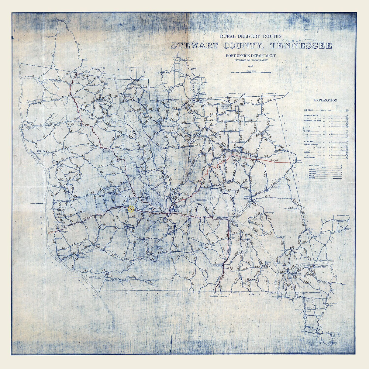 1938 Map of Stewart County Tennessee