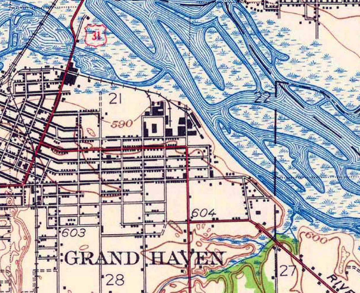 1920 Map of Grand Haven Michigan