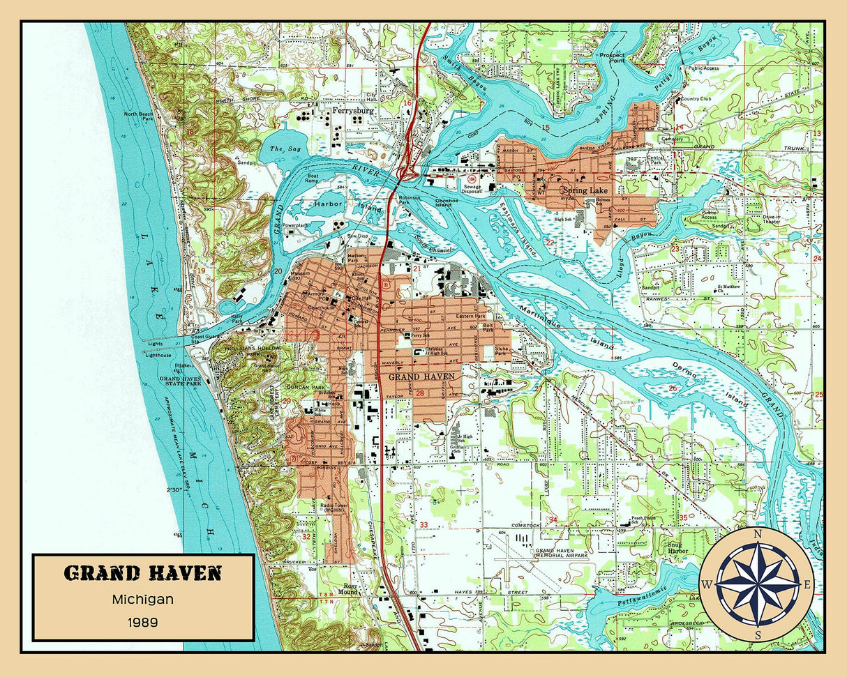 1989 Map of Grand Haven Michigan