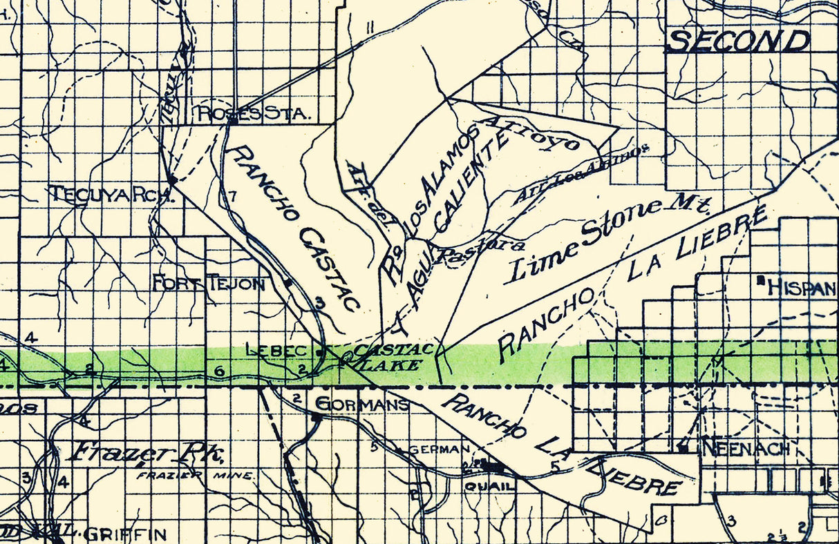 1908 Map of Kern County California