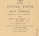 1844 Map of the Azores Fayal Pico and San Jorge Islands