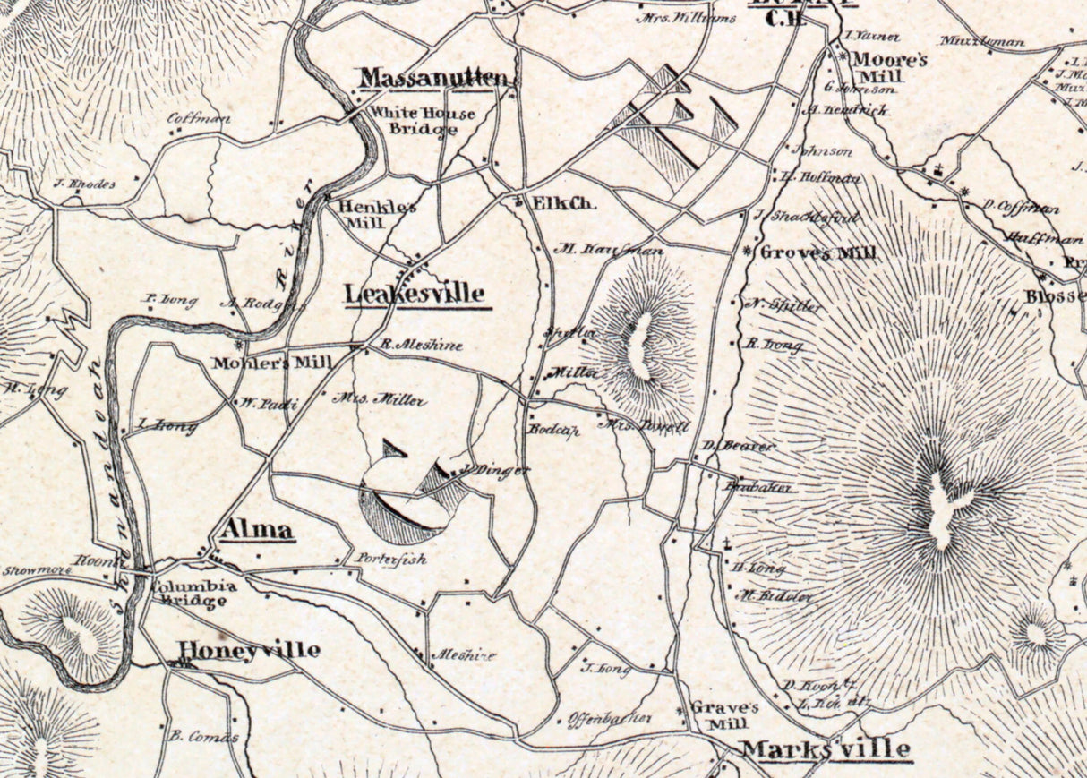 1875 Map of Shenandoah Page and Warren County Virginia