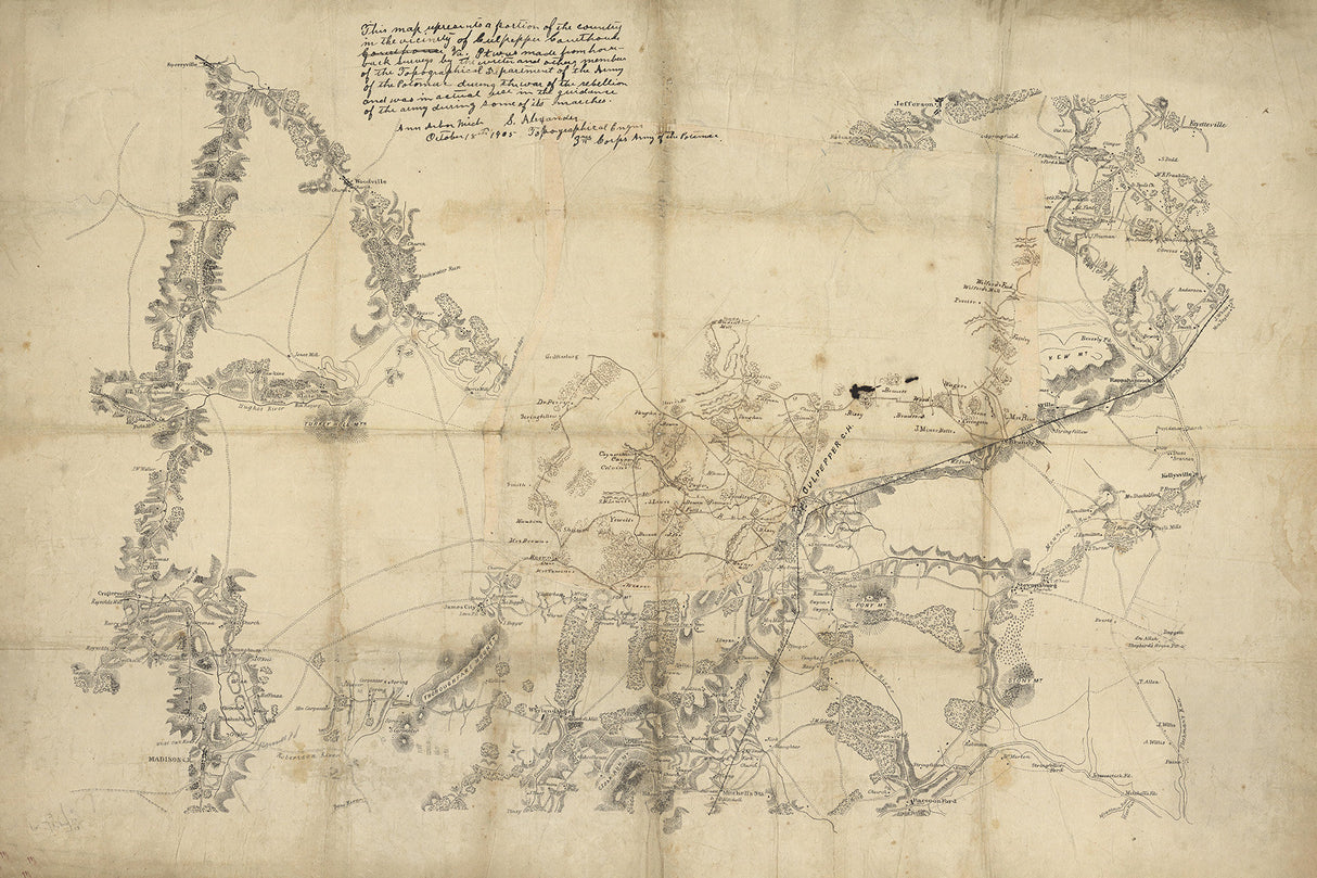 1862 Map of Culpeper County Virginia